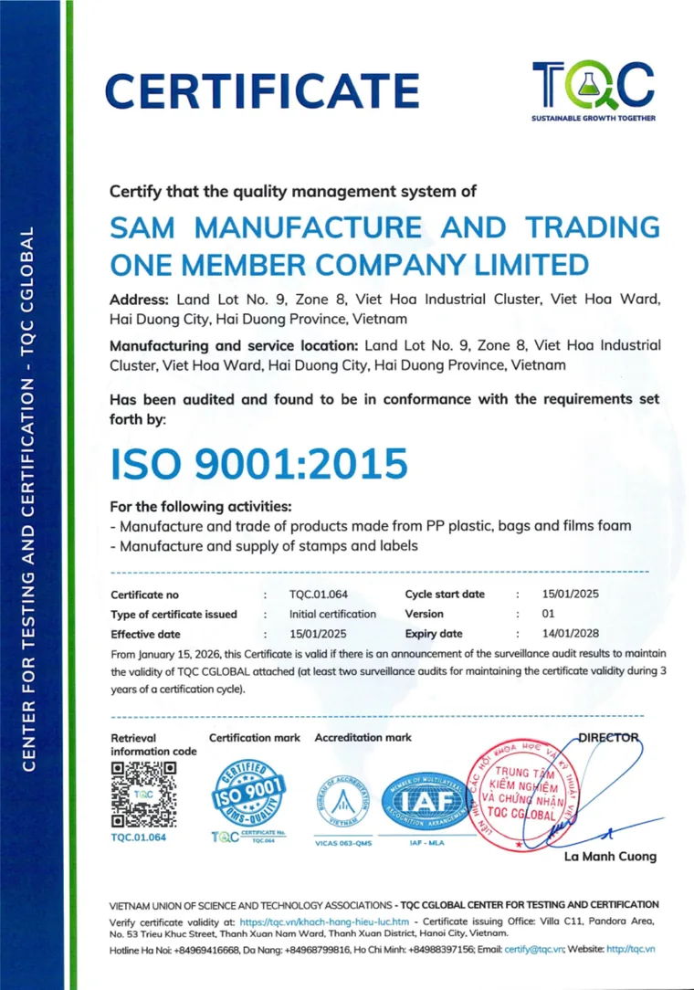 Giấy chứng nhận ISO 9001:2015